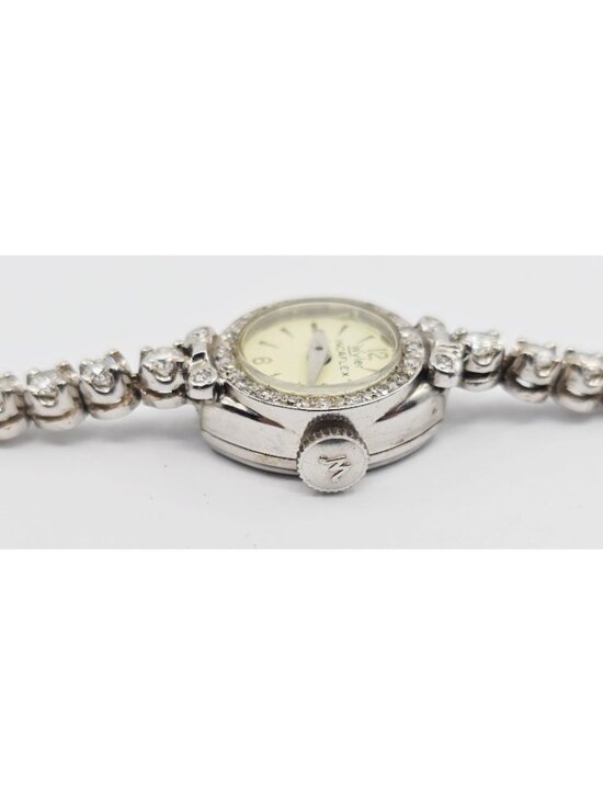 Vintage Wyler Incaflex 14K White Gold Diamond Ladies Cocktail Watch 2.3CT